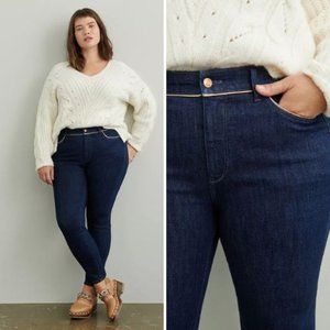 NWT Anthropologie Pilcro High-Rise Metallic-Stitch Skinny Jeans | 30
